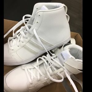 Adidas Neo white leather high top sneakers